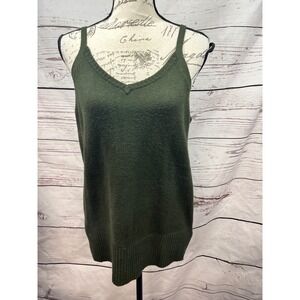 Torrid Olive Green V-Neck Knit Cami Sweater Tank Top  lg Adjustable Strap